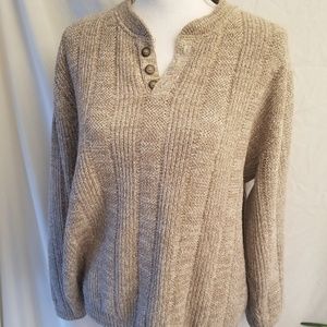 Oscar De La Renta Beige Marbled Ribbed Knit Sweat